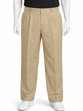 Dockers Mens 40x34 Original Khaki Pleated Classic Fit Tan Pants